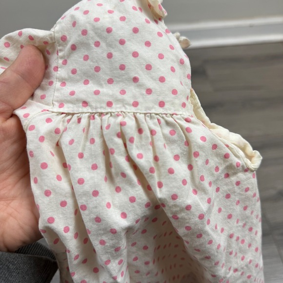 Vintage Baby Dress 3–6M Pink Polka Dot Puff Sleeve Embroidered 70s 80s Heirloom - Picture 7 of 10